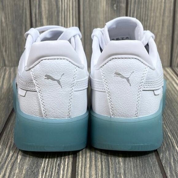 PUMA Women Carina Street Iced Platform Leather Sneaker Shoes 8 White Blue Silver - Picture 6 of 8